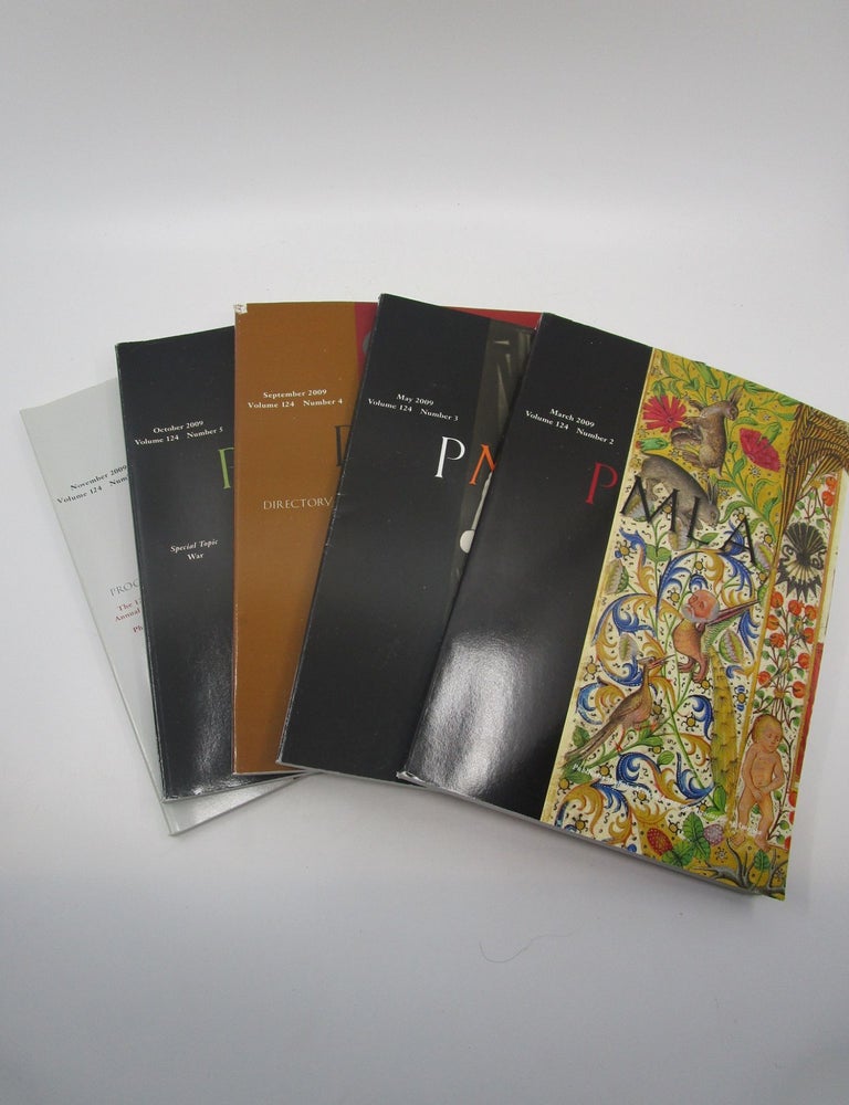 Item #013120 PMLA-Publications of the Modern Language Association of America Volume 124, Nos. 2-6 (March, May, Sept, Oct, Nov 2009). Unknown.