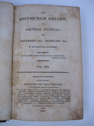 The Edinburgh Review or Critical Journal, Vol. XIX: for November 1811...February 1812