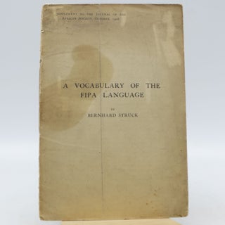 Item #062325 A Vocabulary of the Fipa Language (Supplement to the Journal of the African Society,...