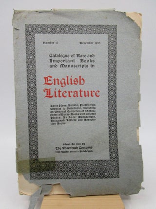 Item #062970 Catalogue of English Literature - Comprising Early Plays, Ballads, Poetry from...