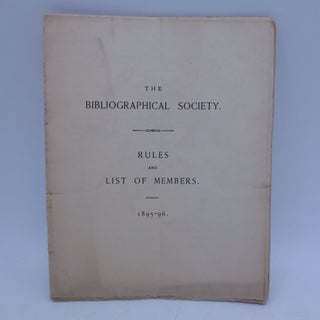 Item #064649 The Bibliographical Society: Rules and List of Members 1895-96 (with additional News...