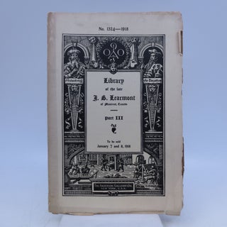 Item #068842 Calalogue of the Famous Library of the late J. B. Learmont of Montreal, Canada, Part...