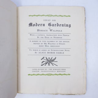 Item #069013 Essay on Modrn Gardening. Horace Walpole