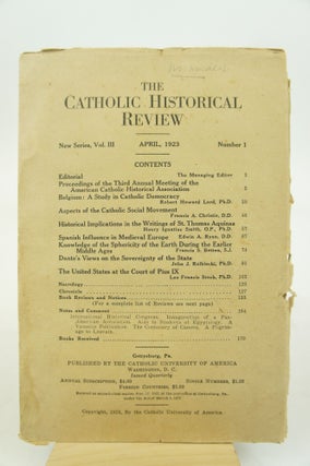 Item #073024 The Catholic Historical Review: New Series, Vol. III, April, 1912, No. 1