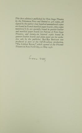 Bye-Bye Brevoort, A Skit (SIGNED FIRST EDITION)