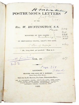 Posthumous Letters of the Rev. W. Huntington, S.S. (Volume IV)